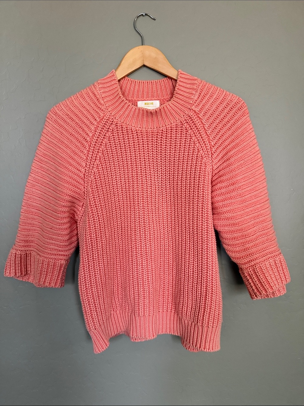 Anthropologie MAEVE Coral Ribbed Scoop-Neck Pullover (EUC)